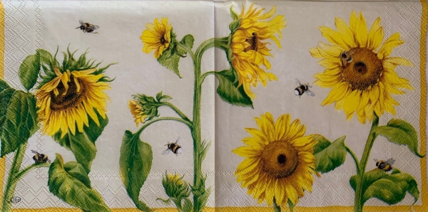 Serviette Sonnenblumen, Bienen, Rarität